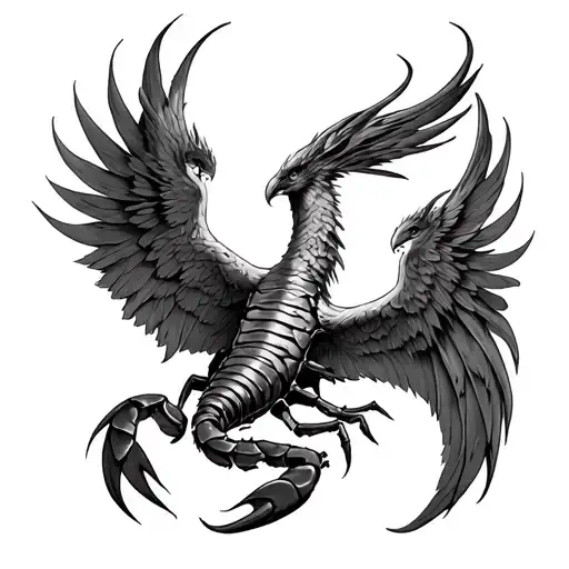 Scorpio And Phoenix Rising From The Ashes