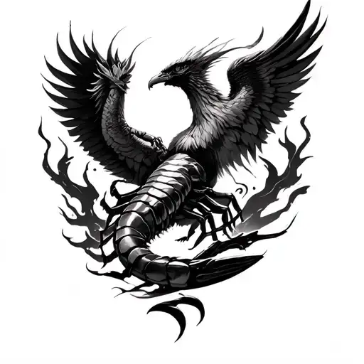 Scorpio And Phoenix Rising From The Ashes