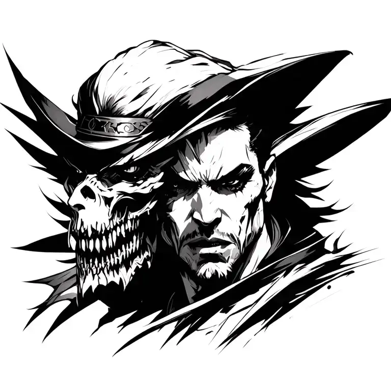 An Intricate Black And Grey Portrait Of A Character From Otherside Game In A Pixel Art Style