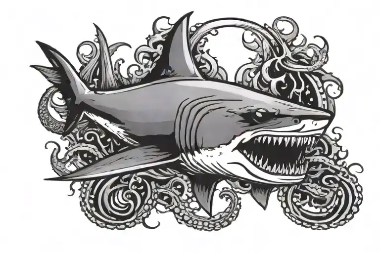 Tiger Shark Octopus Diving Bomb