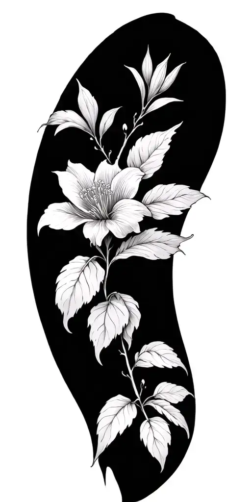 Botanical Fine Line Tattoo Design Combining