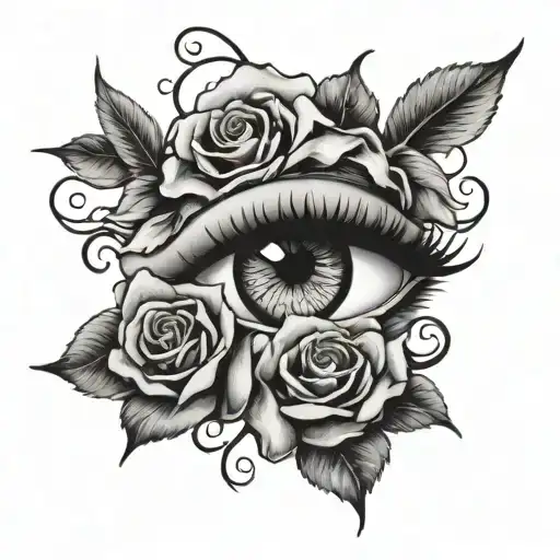 Woman's Eye With Roses Surrounding