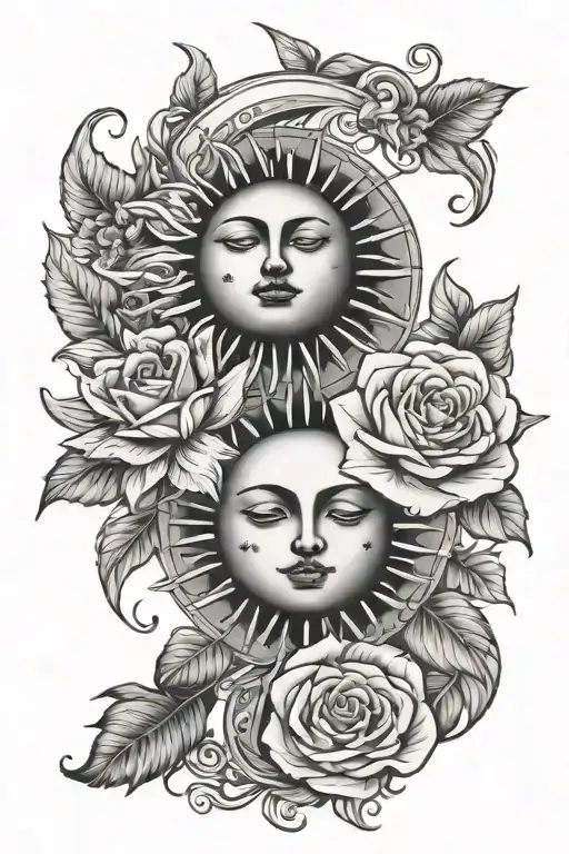 Sun And Moon With Roses
