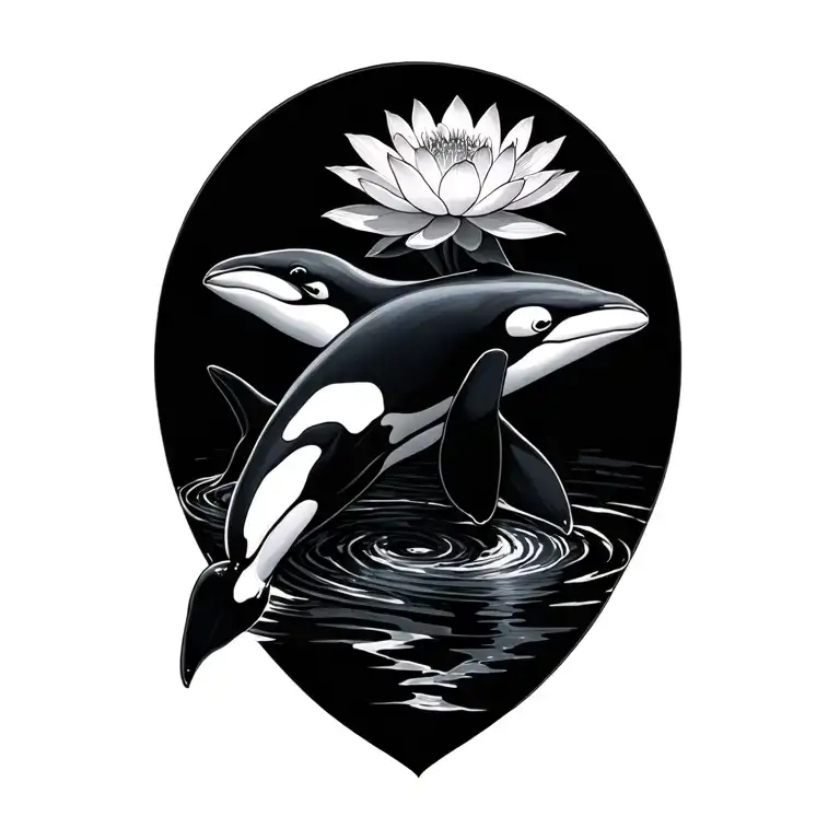 Orca And Lotus Flower
