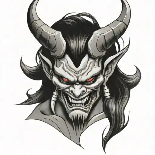 Draw An Oni Demon With A Mask