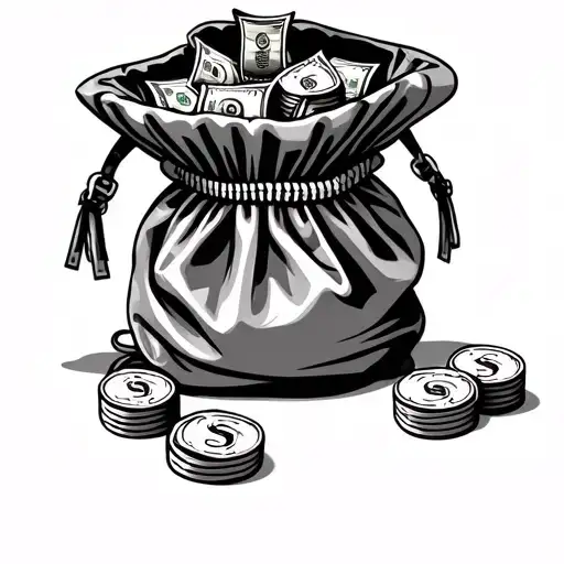 Unzipped Bag With Money Rolls