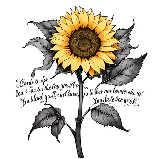 Goddess Sunflower In Words On Back Of Thighs
