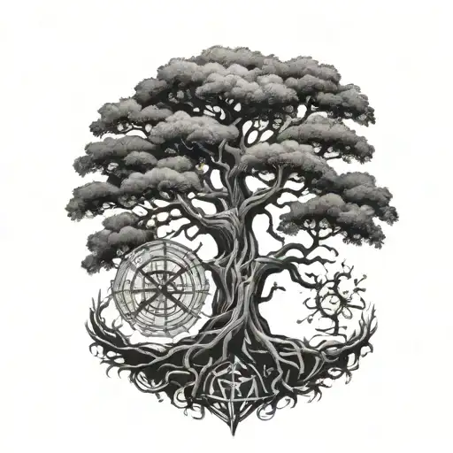 Ygdrassil With Vegvisir At The Roots