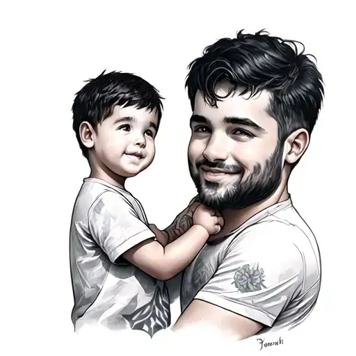 Fathers Shoulder Son Holding Hands