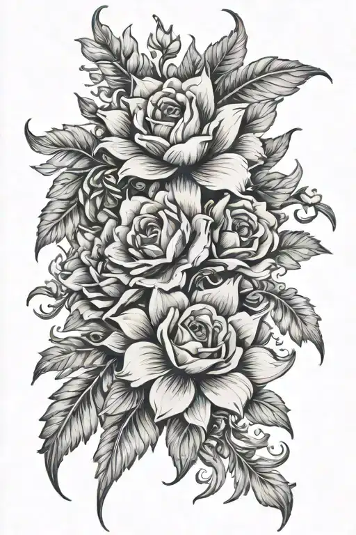 Spine Tattoo With Flowers