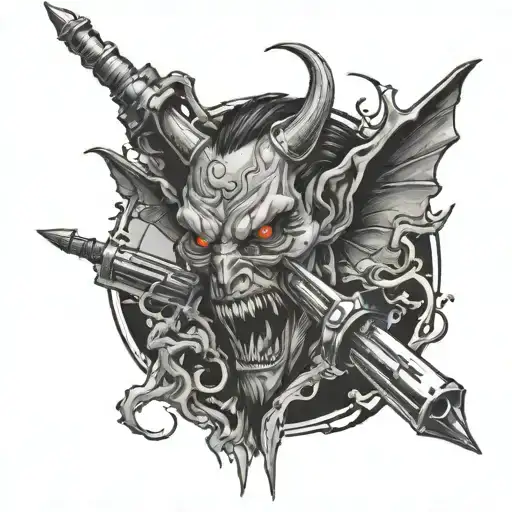 Broken Syringe With A Demon Coming Out