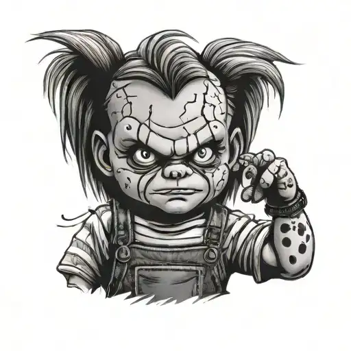 Chucky Cartoon Simple Dots Portrait Greek