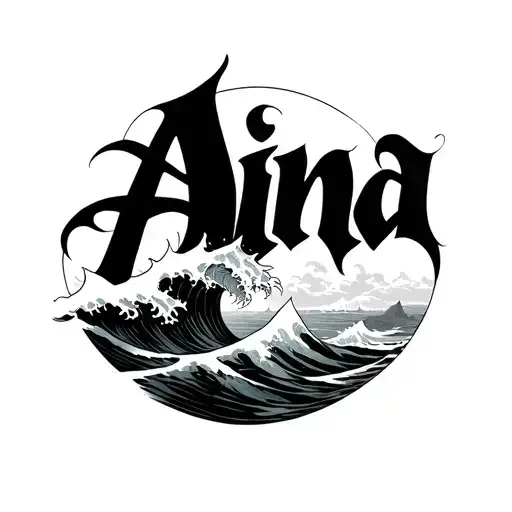 The Word Aina Inside A Wave