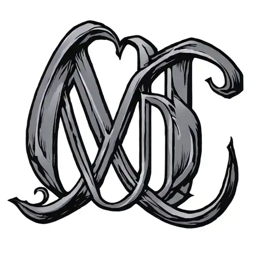 Minimalistic Intertwined Tattoo Featuring Letters Mdd