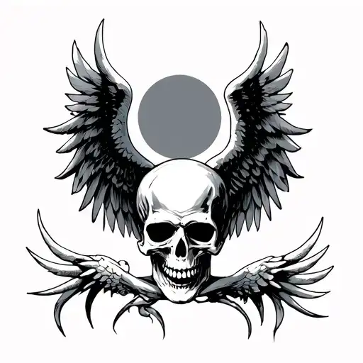 Wings Spread With Creepy Skull