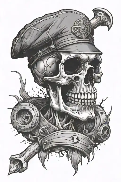 Skull Worrier With Grunge Background