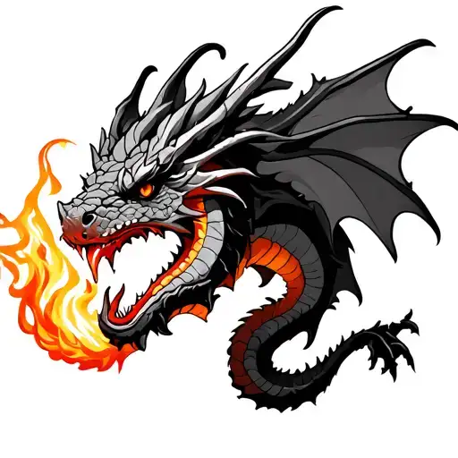 Small Sexy Dragon Breathing Fire