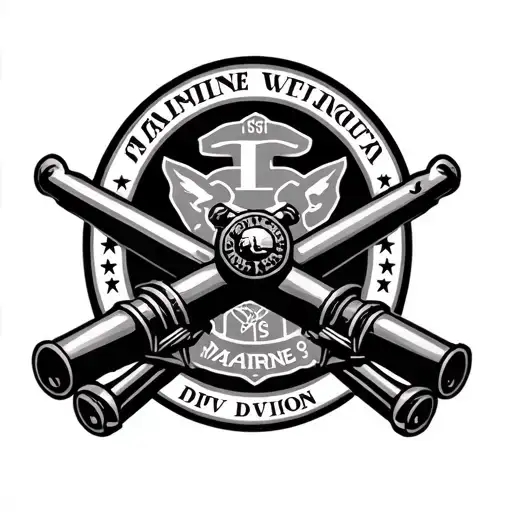 Crossed Cannons Behind 1St Marine Division Logo