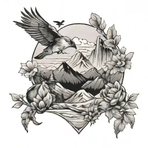 Mountains And Birds