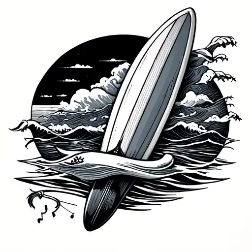 Surfboard And Music Minimalist