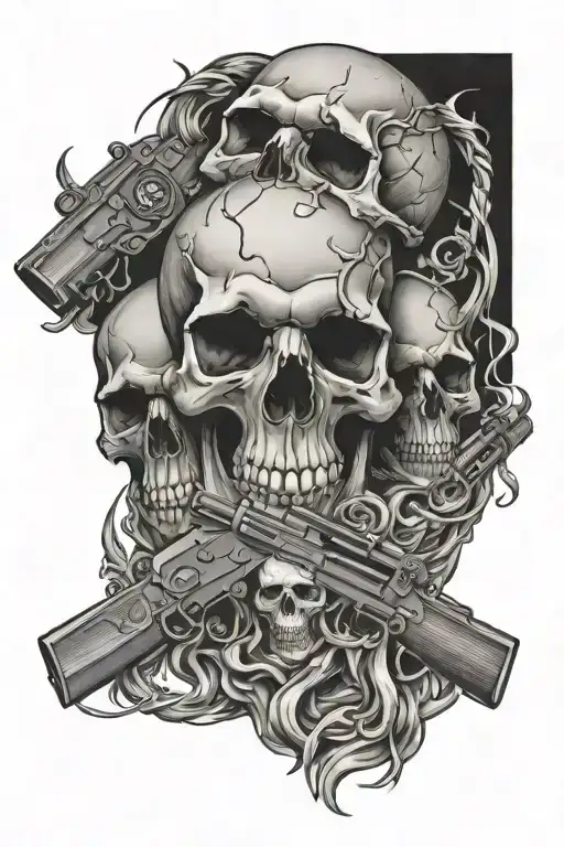 Skulls And Guns Intertwined
