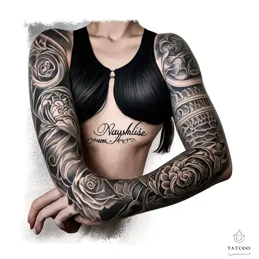 Name Tattoo Sleeve With Nayshalise