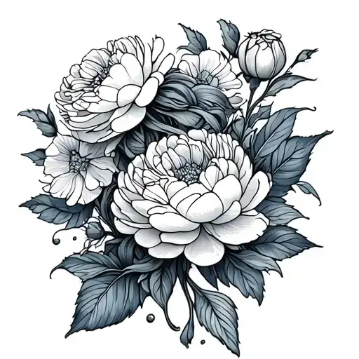 Peonies With A Mermaid