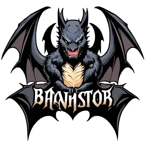 Animal Bat With Monster Logo In Wing