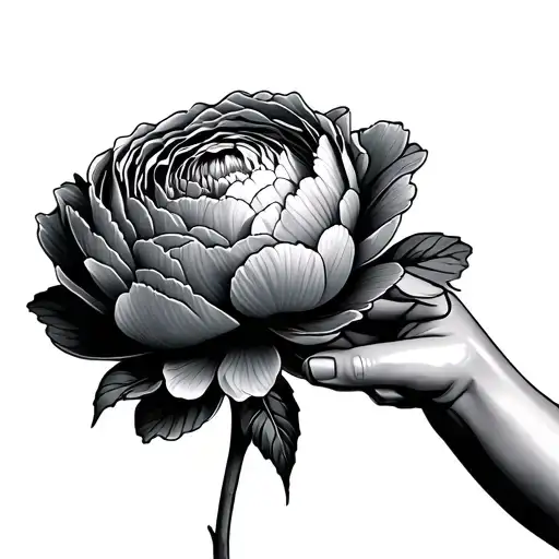 A Peony With A Baby Hand