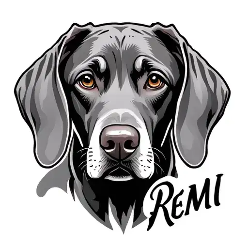 Weimaraner Ears With His Name Remi