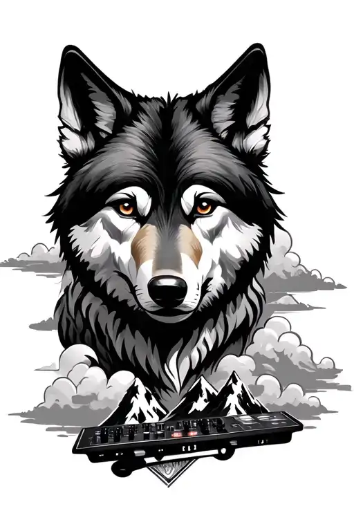 Baby And Dj And Wolf And Mountain And Clouds