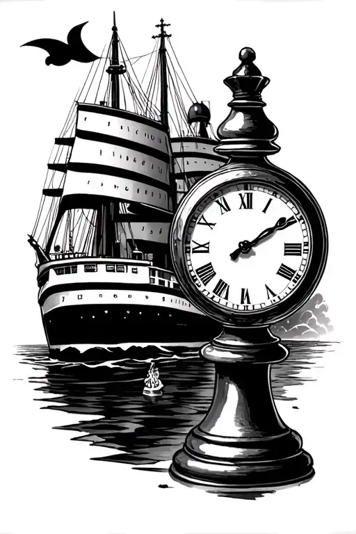 Chess And Clock And Cruise Ship