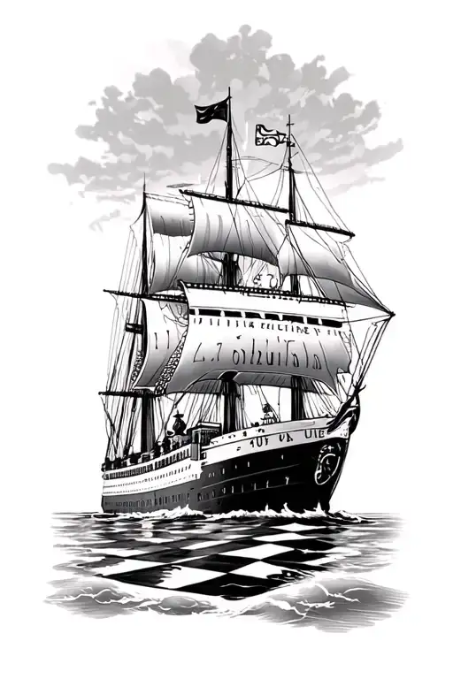 Chess And Clock And Cruise Ship Sailing