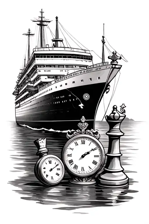 Chess And Clock And Cruise Ship