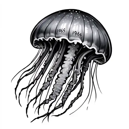 A Jellyfish With The Years 1965 And 1966 In Roman Numerals Hidden In The Stingers
