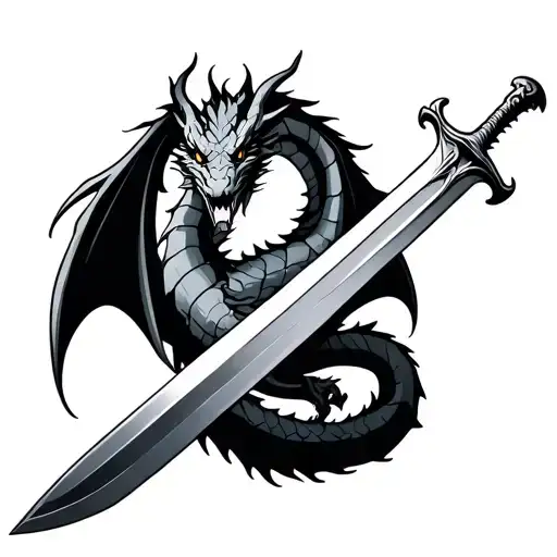 Dragon Wrapped Around A Sword