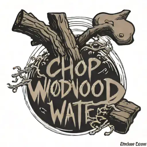 Chop Wood Carry Water With Chinese Lettering