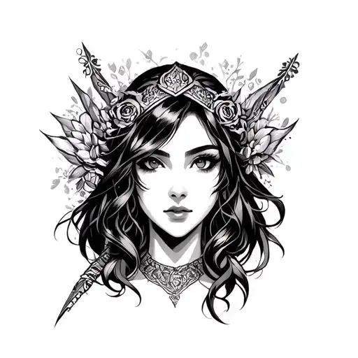 Anime Woman Head Mage Neo Traditional Style