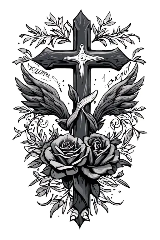 Family First Cross Tattoo Featuring