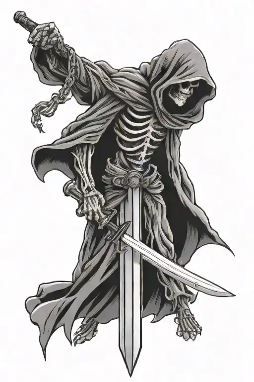 Grim Reaper Wielding A Sword