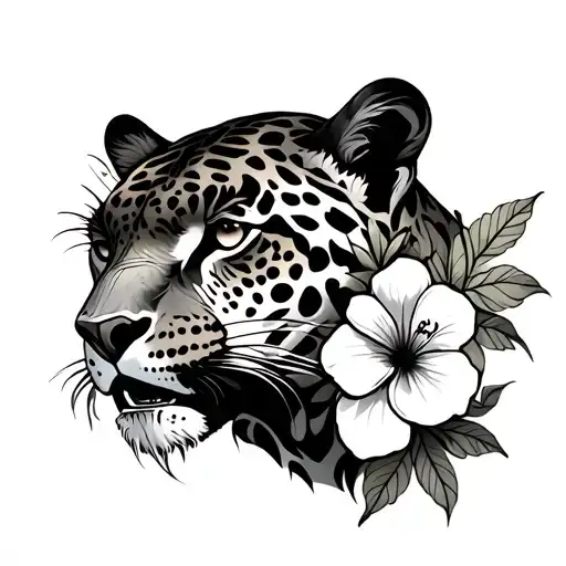 Jaguars Body Side Profile With Claw And Flower