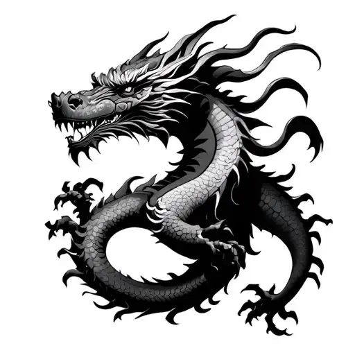 Dragon Tatto Design In Black