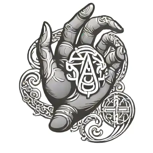 Stone Hand With Nordic Tyr Symbol Incorporated