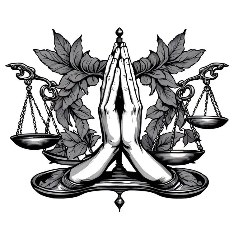 Praying Hands Libra Scales