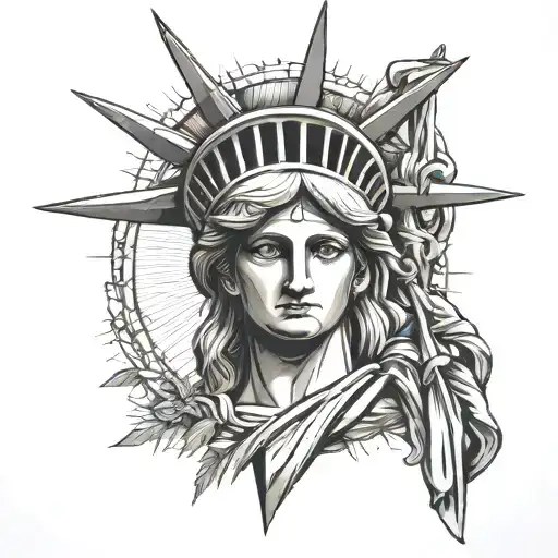 Statue Of Liberty Holding A Cross