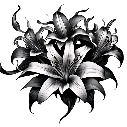 Tiger 3 Fire Lilies Intertwined