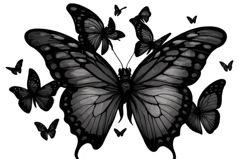 Small Butterflies Flying Away