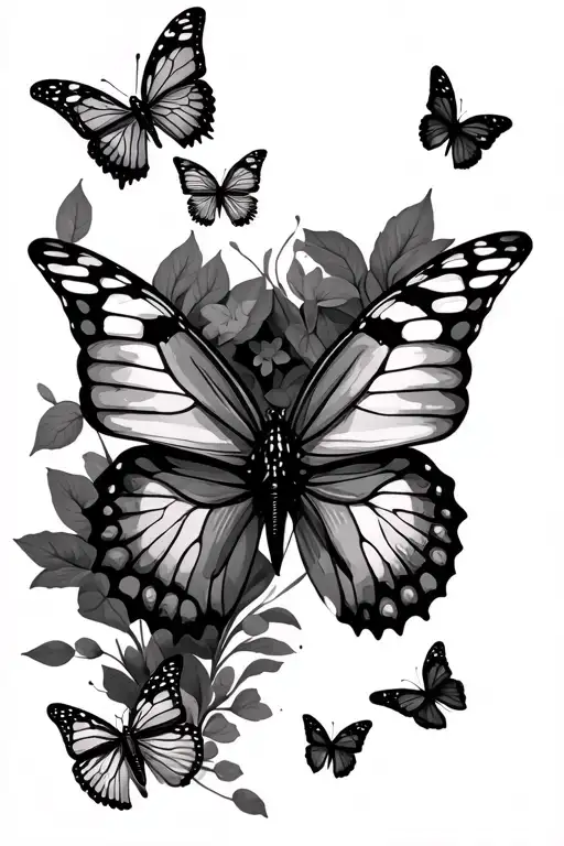 Small Butterflies Flying Away