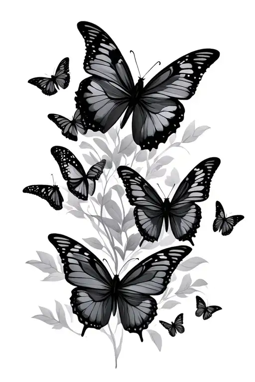 Light Small Butterflies Flying Away