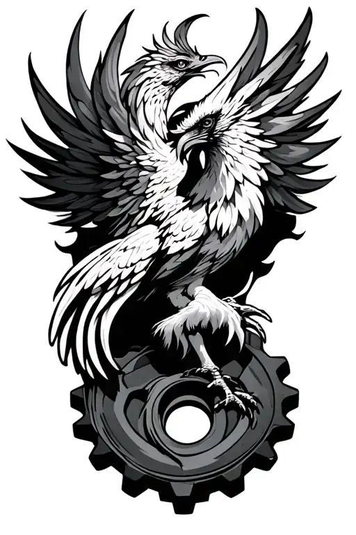 Phoenix Icon Surrounded By A Cog